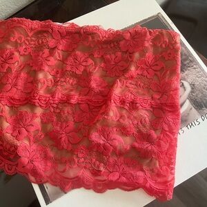 Lace Coral Red Bandeau Top - great condition!